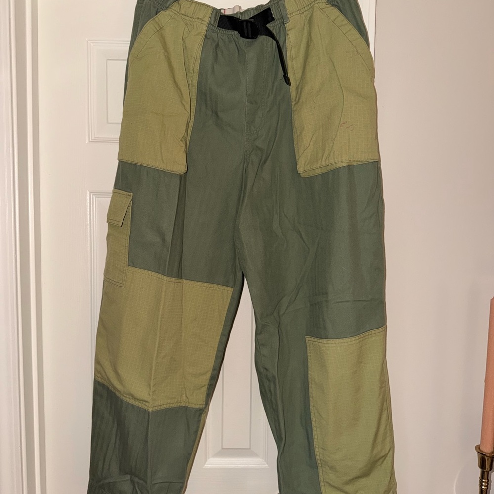 BDG Two-Tone Olive Patchwork Wide Leg Pants